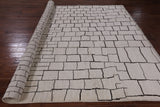 Ivory Tribal Moroccan Hand Knotted Wool Rug - 9' 0" X 11' 7" - Golden Nile