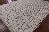 Ivory Tribal Moroccan Hand Knotted Wool Rug - 9' 0" X 11' 7" - Golden Nile