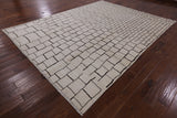 Ivory Tribal Moroccan Hand Knotted Wool Rug - 9' 0" X 11' 7" - Golden Nile