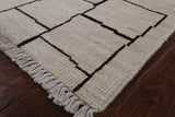 Ivory Tribal Moroccan Hand Knotted Wool Rug - 9' 0" X 11' 7" - Golden Nile