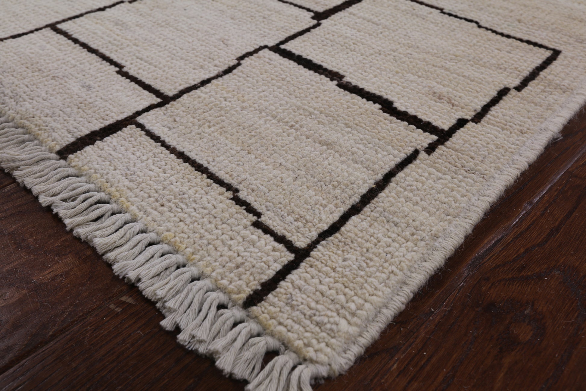 Ivory Tribal Moroccan Hand Knotted Wool Rug - 9' 0" X 11' 7" - Golden Nile