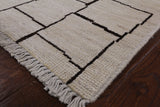 Ivory Tribal Moroccan Hand Knotted Wool Rug - 9' 0" X 11' 7" - Golden Nile