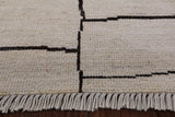 Ivory Tribal Moroccan Hand Knotted Wool Rug - 9' 0" X 11' 7" - Golden Nile