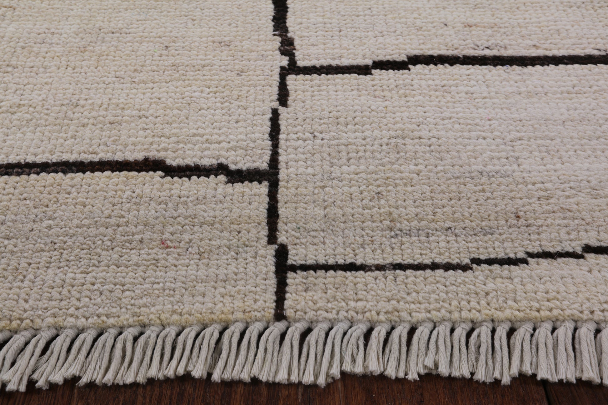 Ivory Tribal Moroccan Hand Knotted Wool Rug - 9' 0" X 11' 7" - Golden Nile