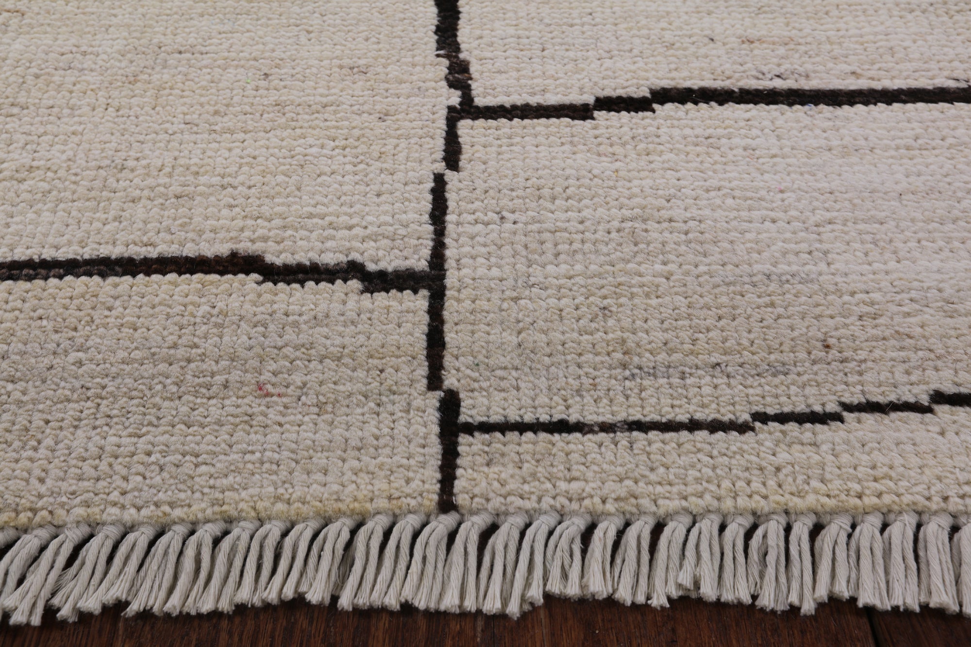 Ivory Tribal Moroccan Hand Knotted Wool Rug - 9' 0" X 11' 7" - Golden Nile