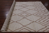 Ivory Tribal Moroccan Hand Knotted Wool Area Rug - 7' 6" X 9' 10" - Golden Nile