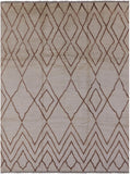 Ivory Tribal Moroccan Hand Knotted Wool Area Rug - 7' 6" X 9' 10" - Golden Nile