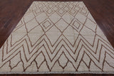 Ivory Tribal Moroccan Hand Knotted Wool Area Rug - 7' 6" X 9' 10" - Golden Nile