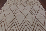 Ivory Tribal Moroccan Hand Knotted Wool Area Rug - 7' 6" X 9' 10" - Golden Nile