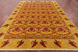 Red William Morris Handmade Area Rug - 8' 10" X 12' 1" - Golden Nile