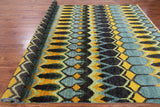 Ikat Hand Knotted Wool Area Rug - 8' 10" X 12' 4" - Golden Nile