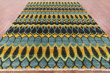 Ikat Hand Knotted Wool Area Rug - 8' 10" X 12' 4" - Golden Nile