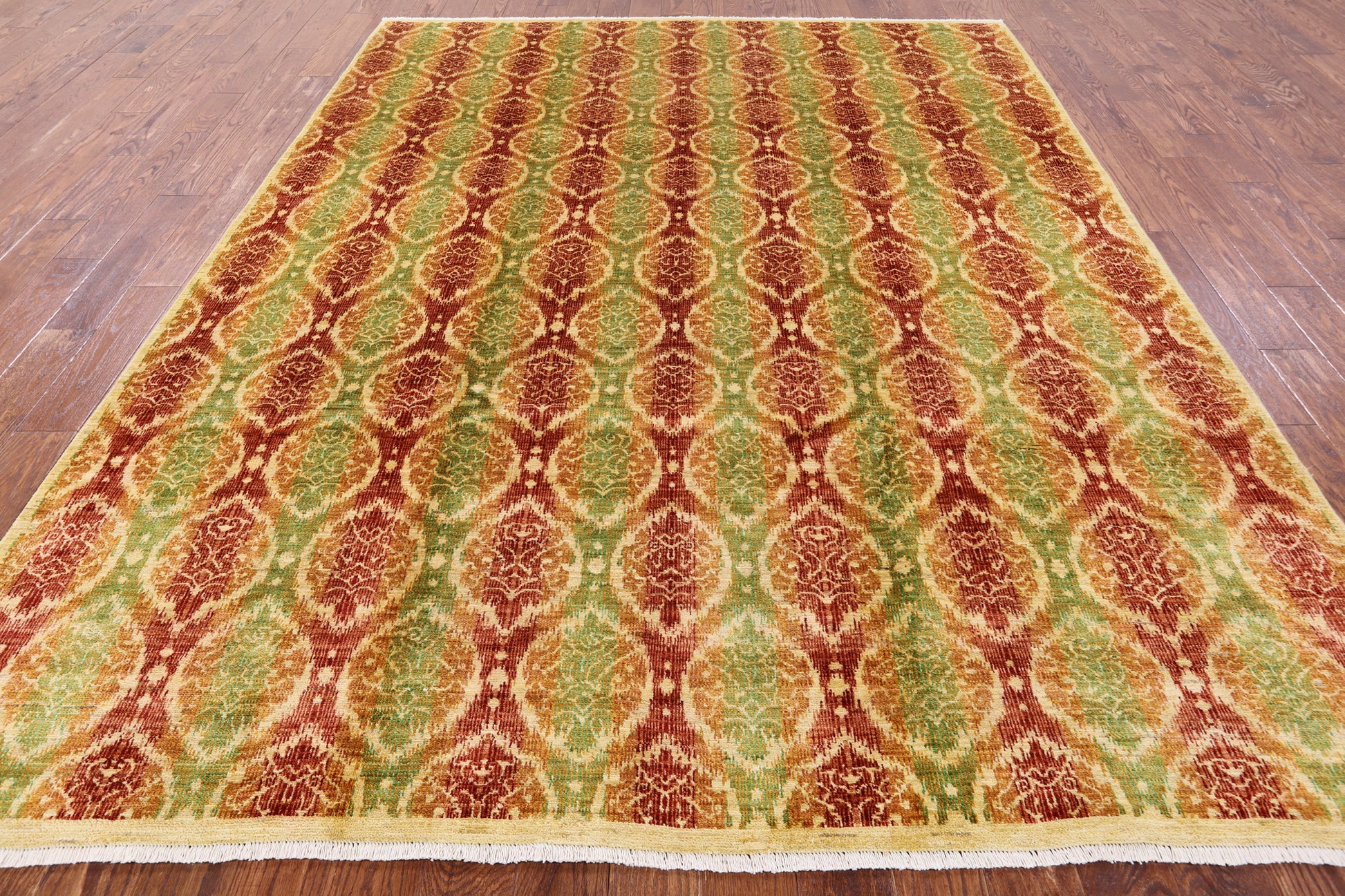 Ikat Hand Knotted Wool Rug - 8' 2" X 10' 5" - Golden Nile