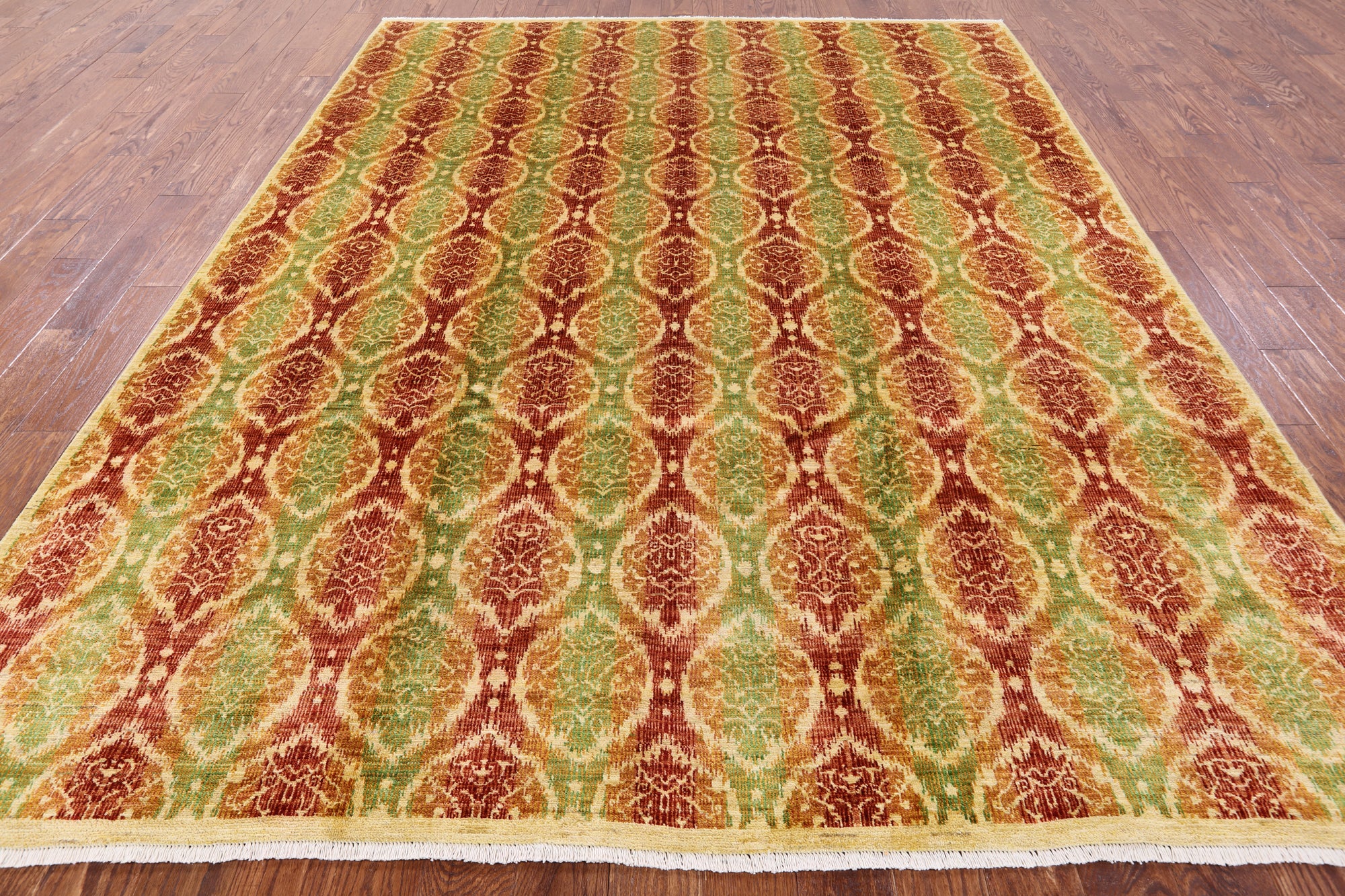 Ikat Hand Knotted Wool Rug - 8' 2" X 10' 5" - Golden Nile