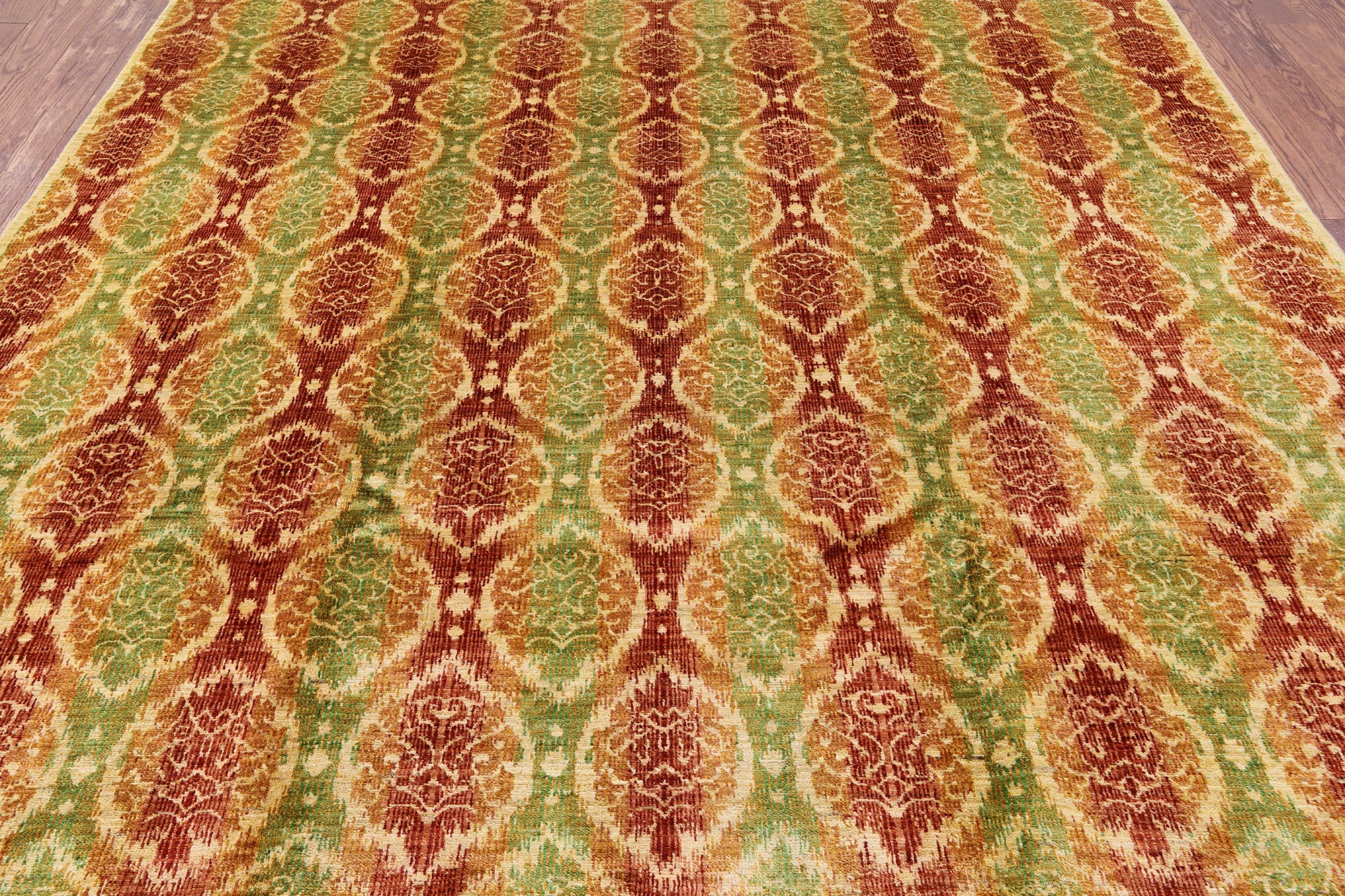 Ikat Hand Knotted Wool Rug - 8' 2" X 10' 5" - Golden Nile