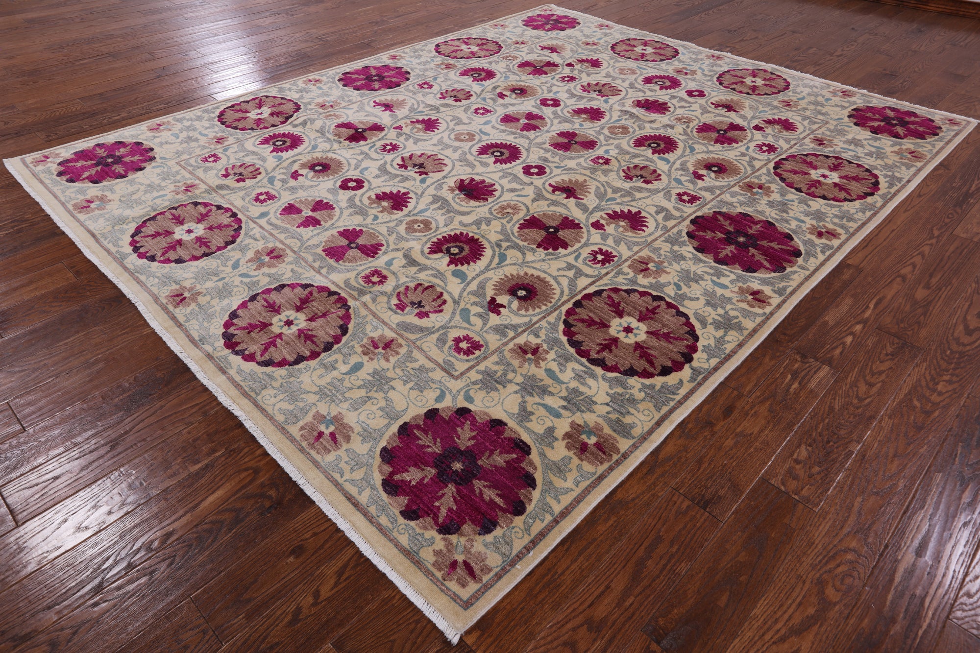 Ivory William Morris Handmade Wool Area Rug - 8' 3" X 10' 3" - Golden Nile
