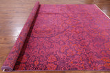Purple William Morris Hand Knotted Wool Rug - 8' 10" X 12' 1" - Golden Nile