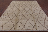 Ivory Moroccan Hand Knotted Rug - 8' 0" X 9' 10" - Golden Nile