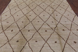 Ivory Moroccan Hand Knotted Rug - 8' 0" X 9' 10" - Golden Nile