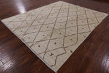 Ivory Moroccan Hand Knotted Rug - 8' X 9' 10" - Golden Nile