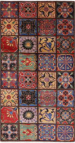 Stained Glass William Morris Hand Knotted Wool Rug - 6' 4