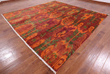 Square Ikat Hand Knotted Wool Rug - 9' 10" X 9' 10" - Golden Nile