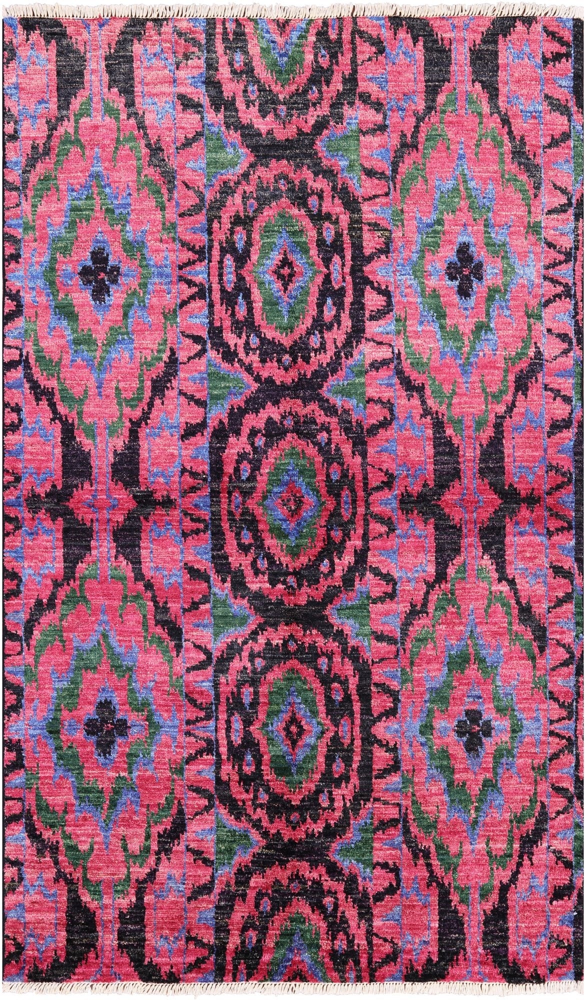 Ikat Hand Knotted Wool Rug - 5' 1" X 8' 3" - Golden Nile