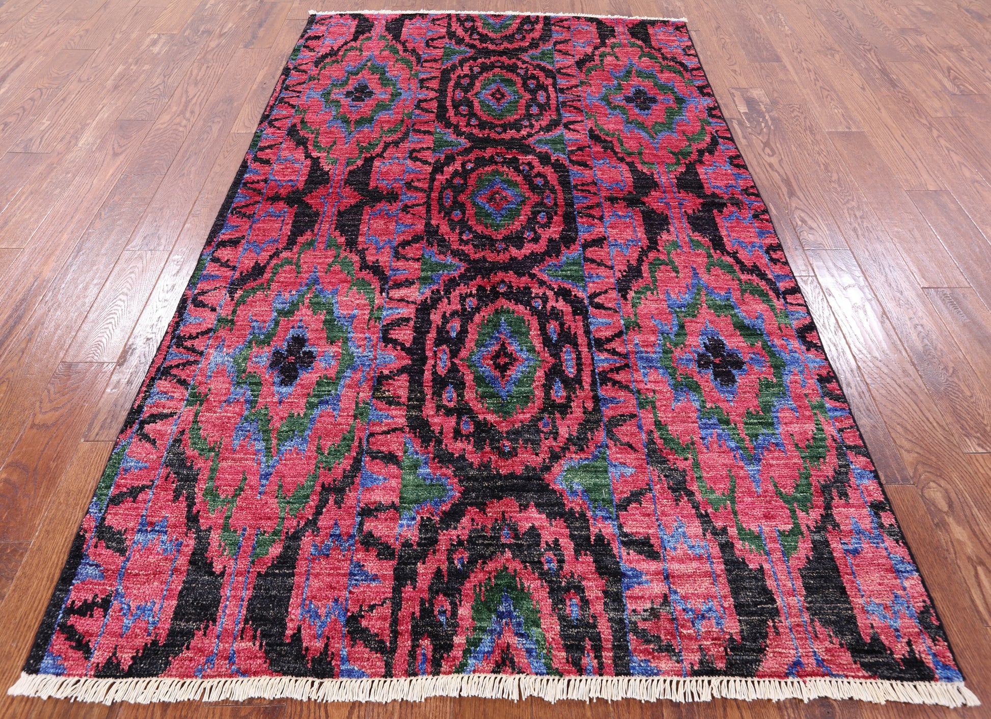 Ikat Hand Knotted Wool Rug - 5' 1" X 8' 3" - Golden Nile