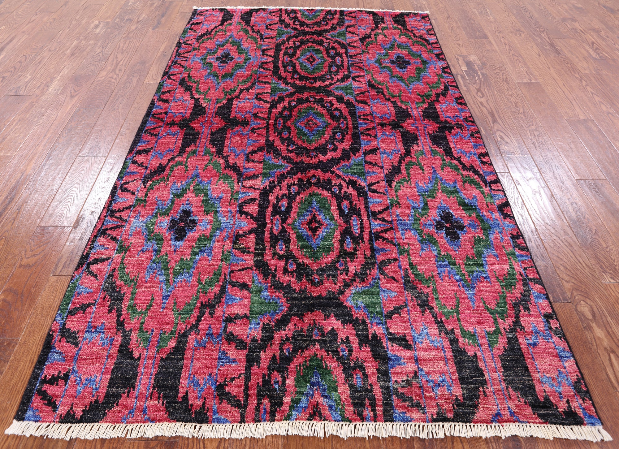 Ikat Hand Knotted Wool Rug - 5' 1" X 8' 3" - Golden Nile