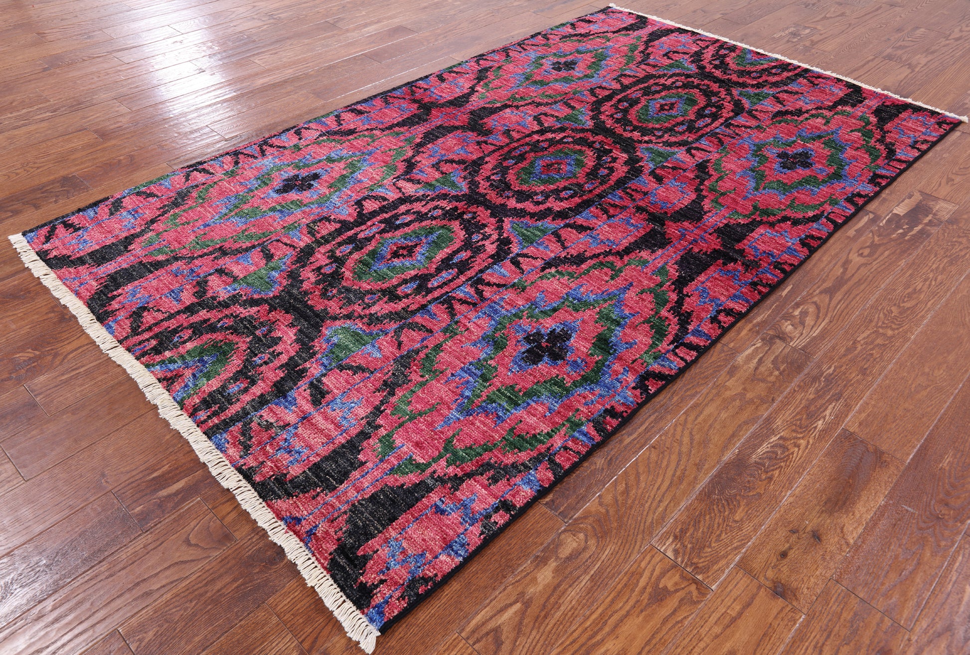 Ikat Hand Knotted Wool Rug - 5' 1" X 8' 3" - Golden Nile