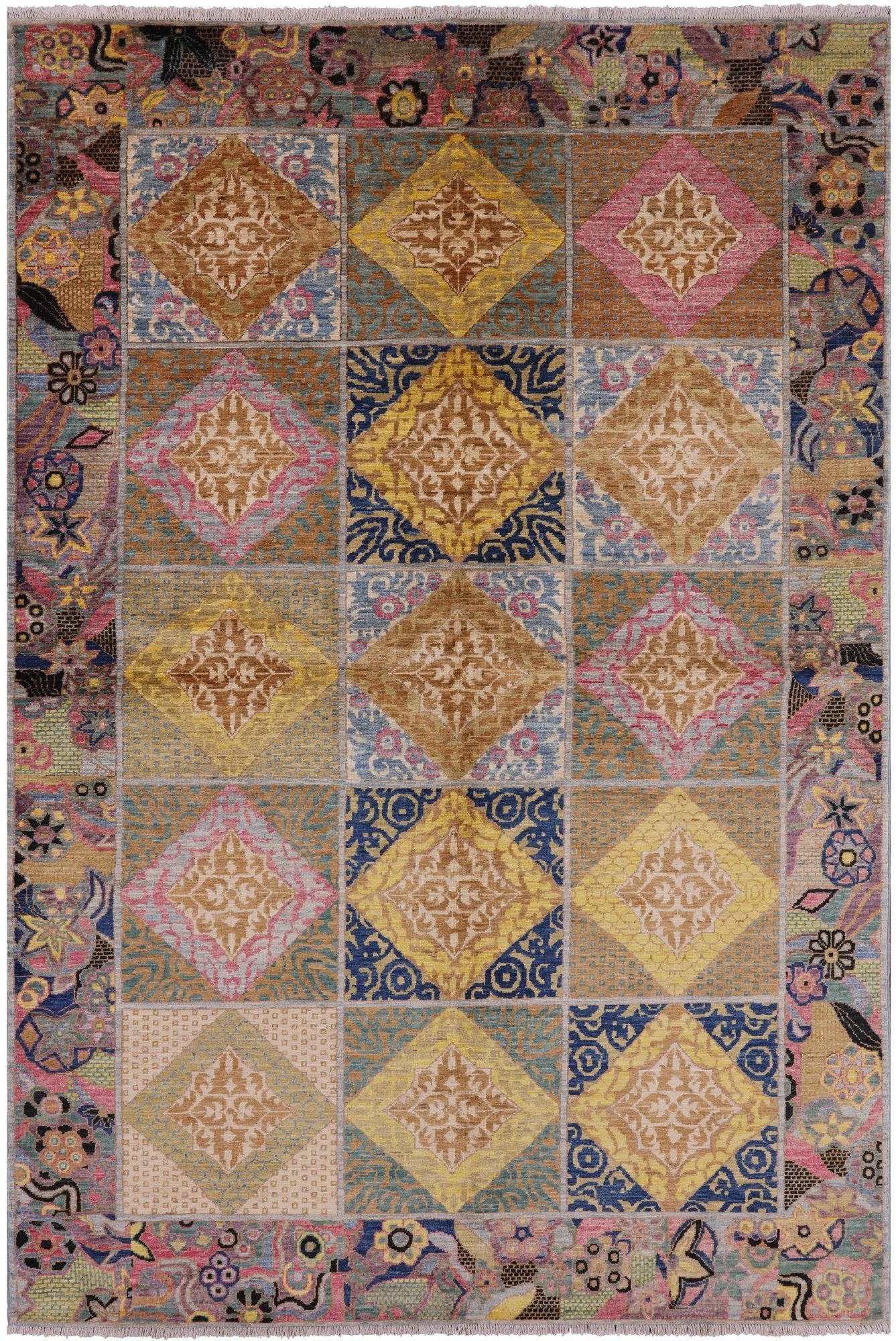 William Morris Handmade Wool Area Rug - 6' 0" X 8' 10" - Golden Nile