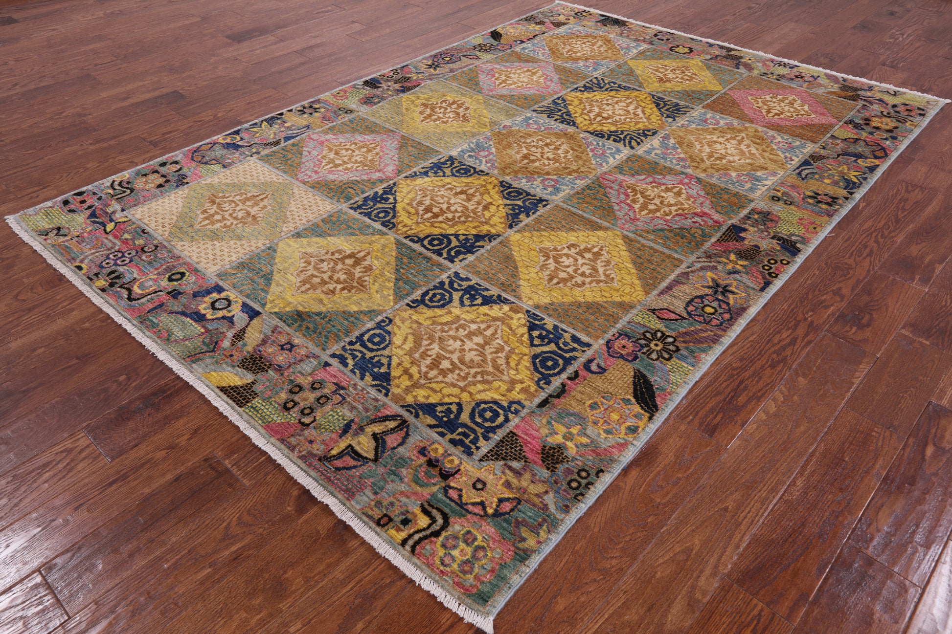 William Morris Handmade Wool Area Rug - 6' 0" X 8' 10" - Golden Nile