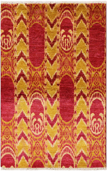 Ikat Hand Knotted Area Rug - 3' 10" X 6' 1" - Golden Nile