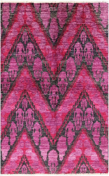 Ikat Hand Knotted Wool Area Rug - 5' 9" X 9' 0" - Golden Nile