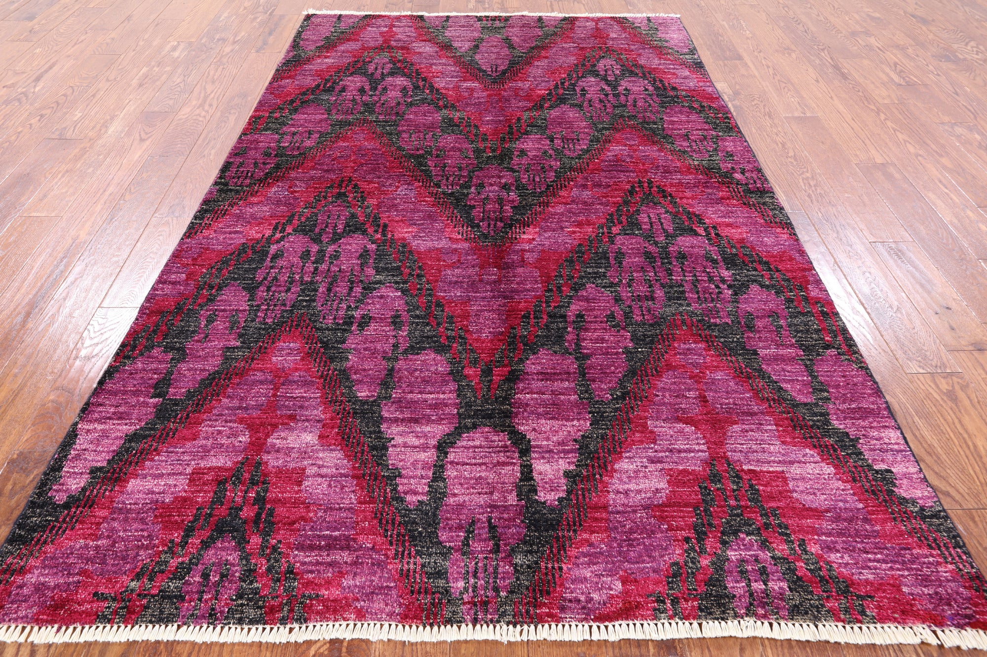 Ikat Hand Knotted Wool Area Rug - 5' 9" X 9' 0" - Golden Nile