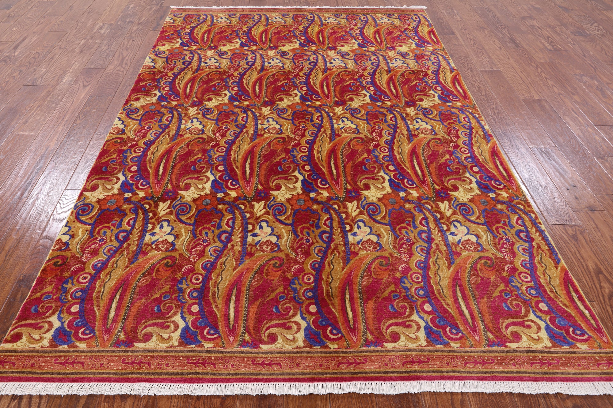 William Morris Handmade Area Rug - 6' 1" X 9' 1" - Golden Nile