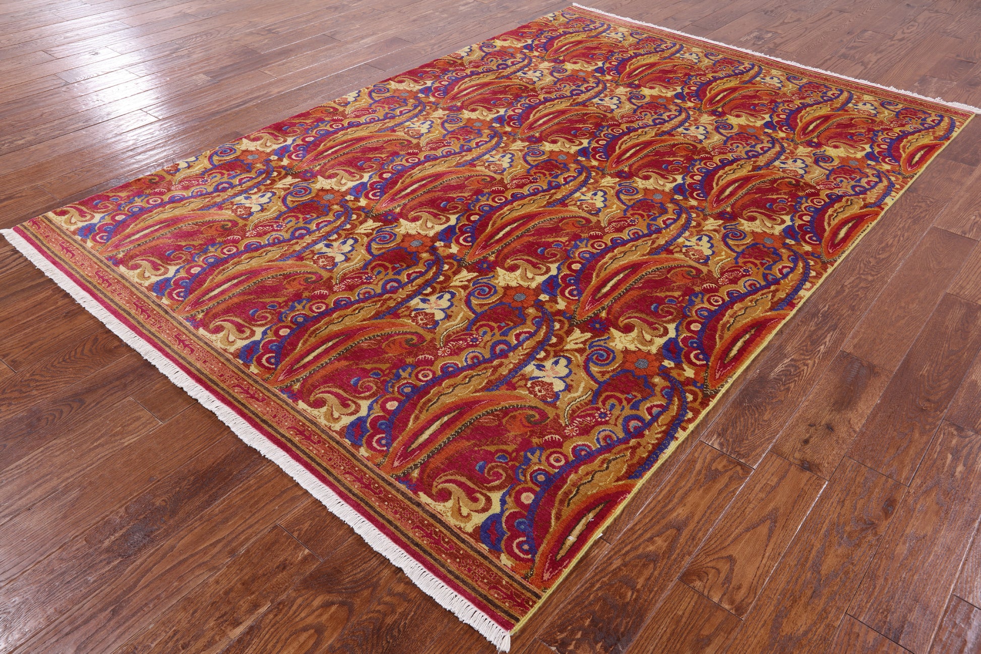 William Morris Handmade Area Rug - 6' 1" X 9' 1" - Golden Nile