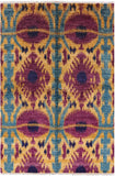 Ikat Handmade Wool Area Rug - 6' 2" X 9' 1" - Golden Nile