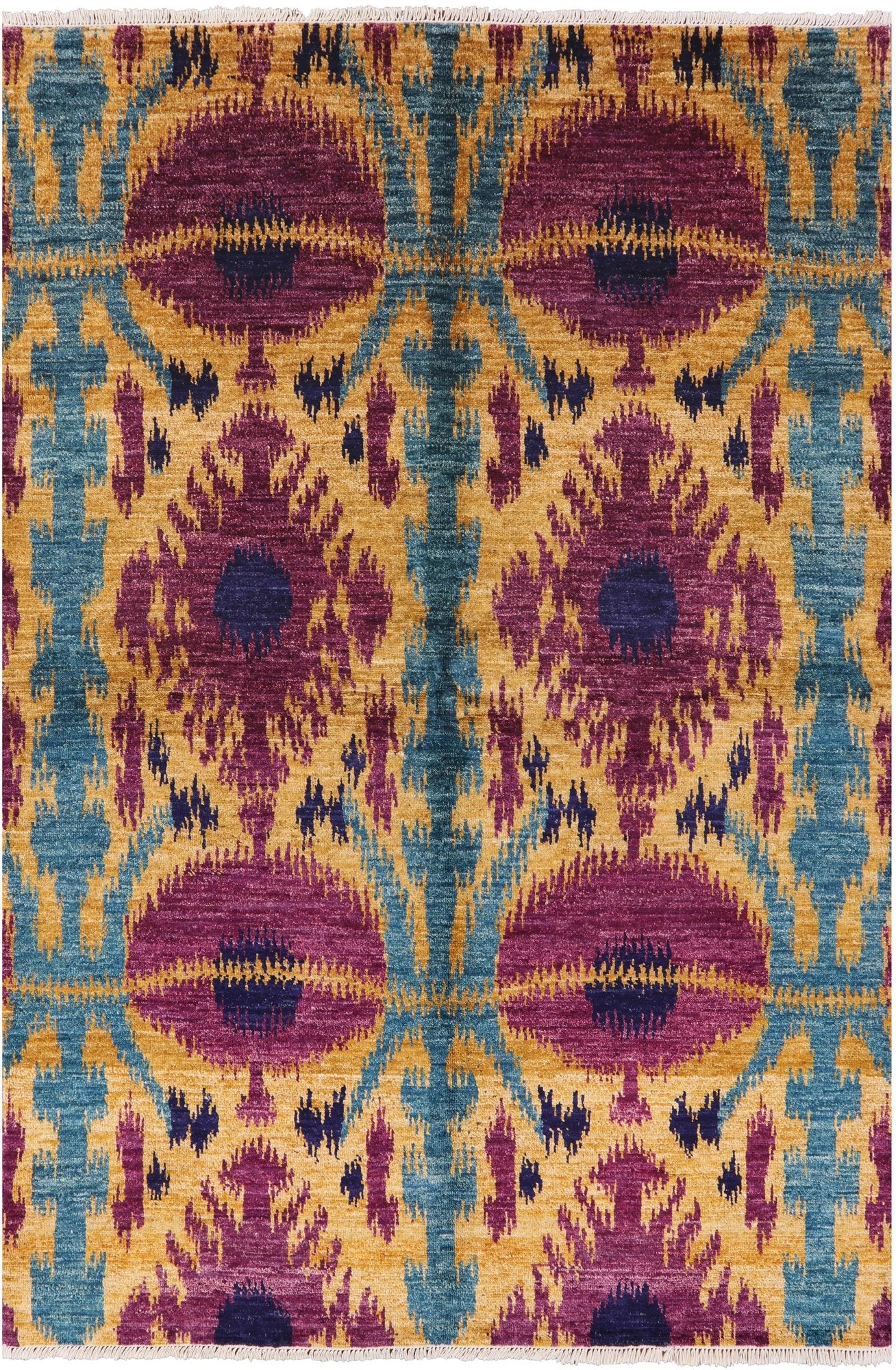 Ikat Handmade Wool Area Rug - 6' 2" X 9' 1" - Golden Nile