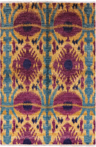 Ikat Handmade Wool Area Rug - 6' 2