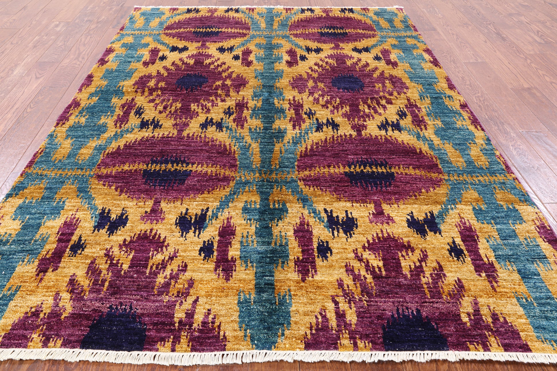 Ikat Handmade Wool Area Rug - 6' 2" X 9' 1" - Golden Nile