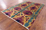 Ikat Handmade Wool Area Rug - 6' 2" X 9' 1" - Golden Nile