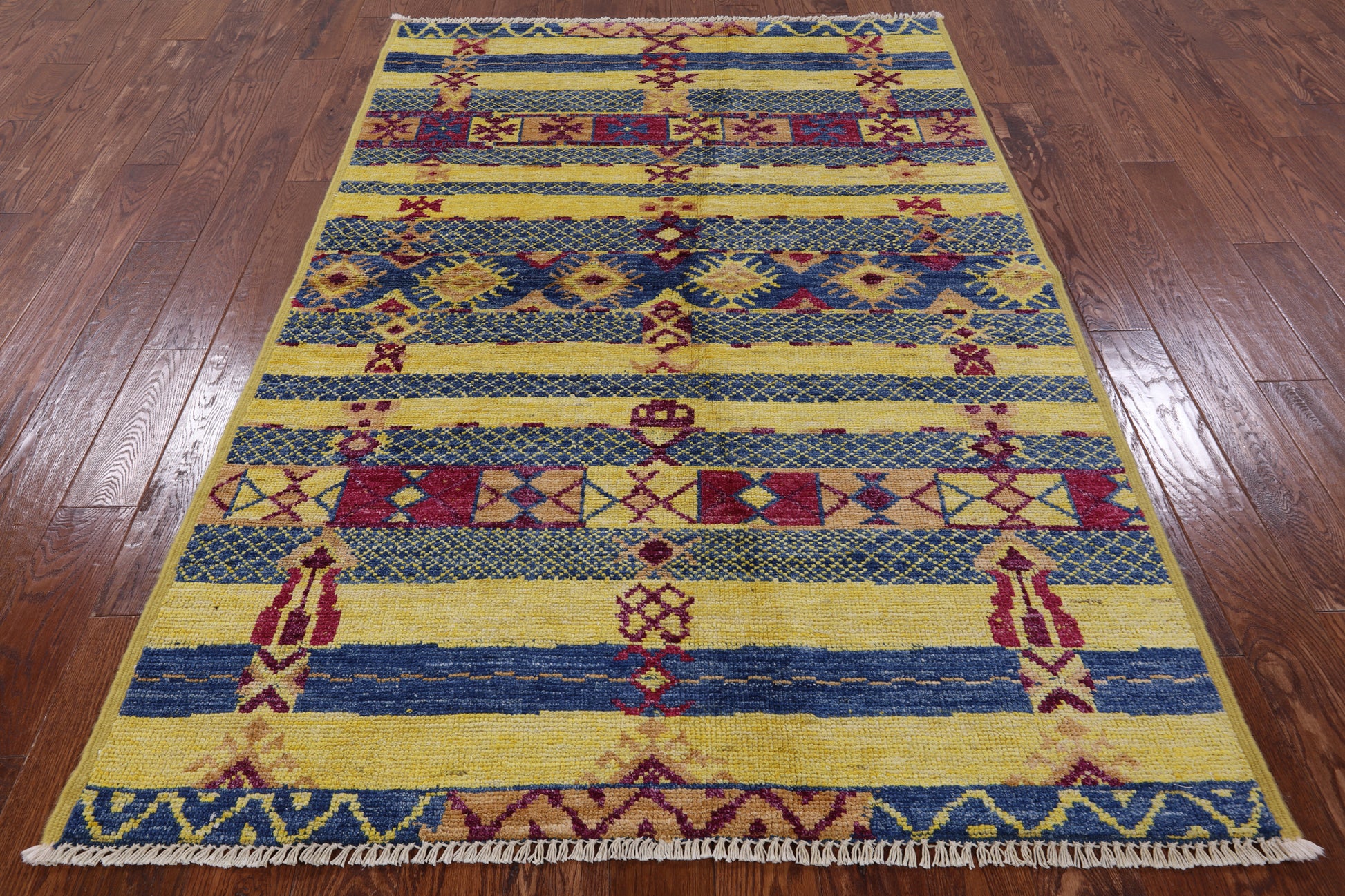 Tribal Moroccan Handmade Wool Area Rug - 5' 3" X 7' 8" - Golden Nile