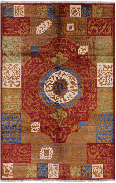 Persian Gabbeh Handmade Wool Area Rug - 6' 2" X 9' 3" - Golden Nile