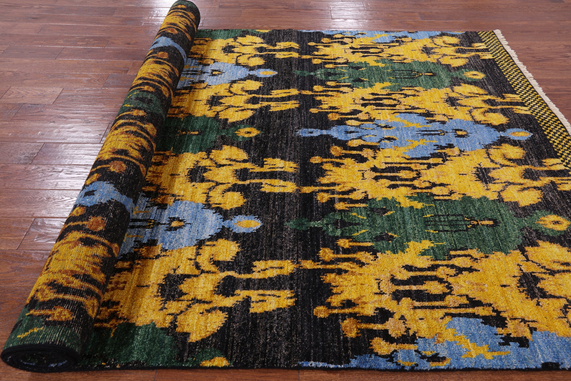 Ikat Handmade Wool Area Rug - 6' 2" X 11' 10" - Golden Nile