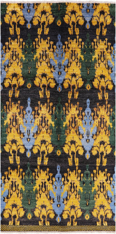 Ikat Handmade Wool Area Rug - 6' 2