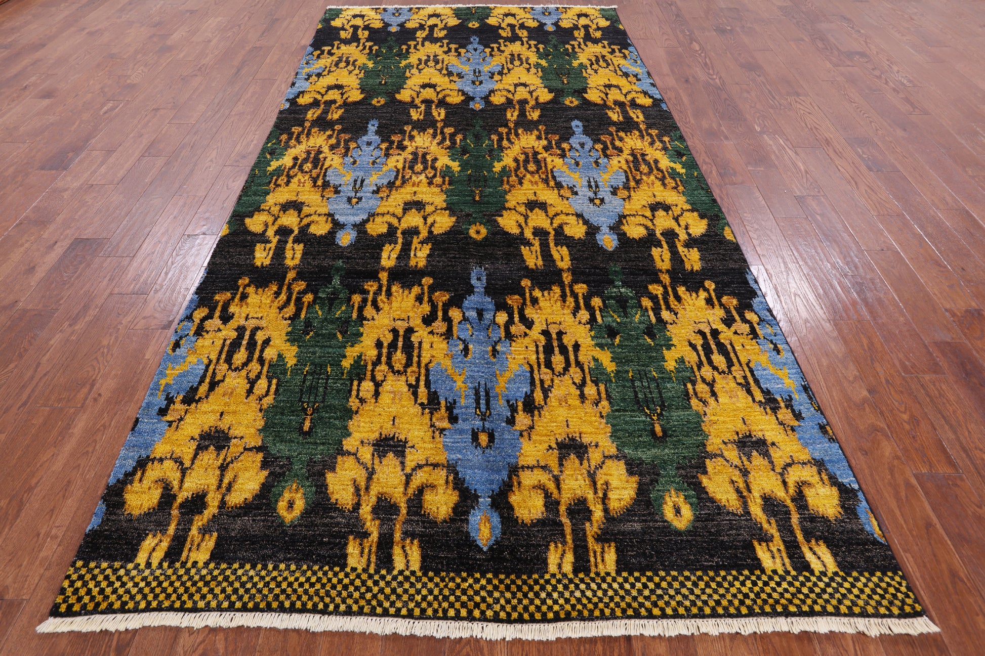 Ikat Handmade Wool Area Rug - 6' 2" X 11' 10" - Golden Nile