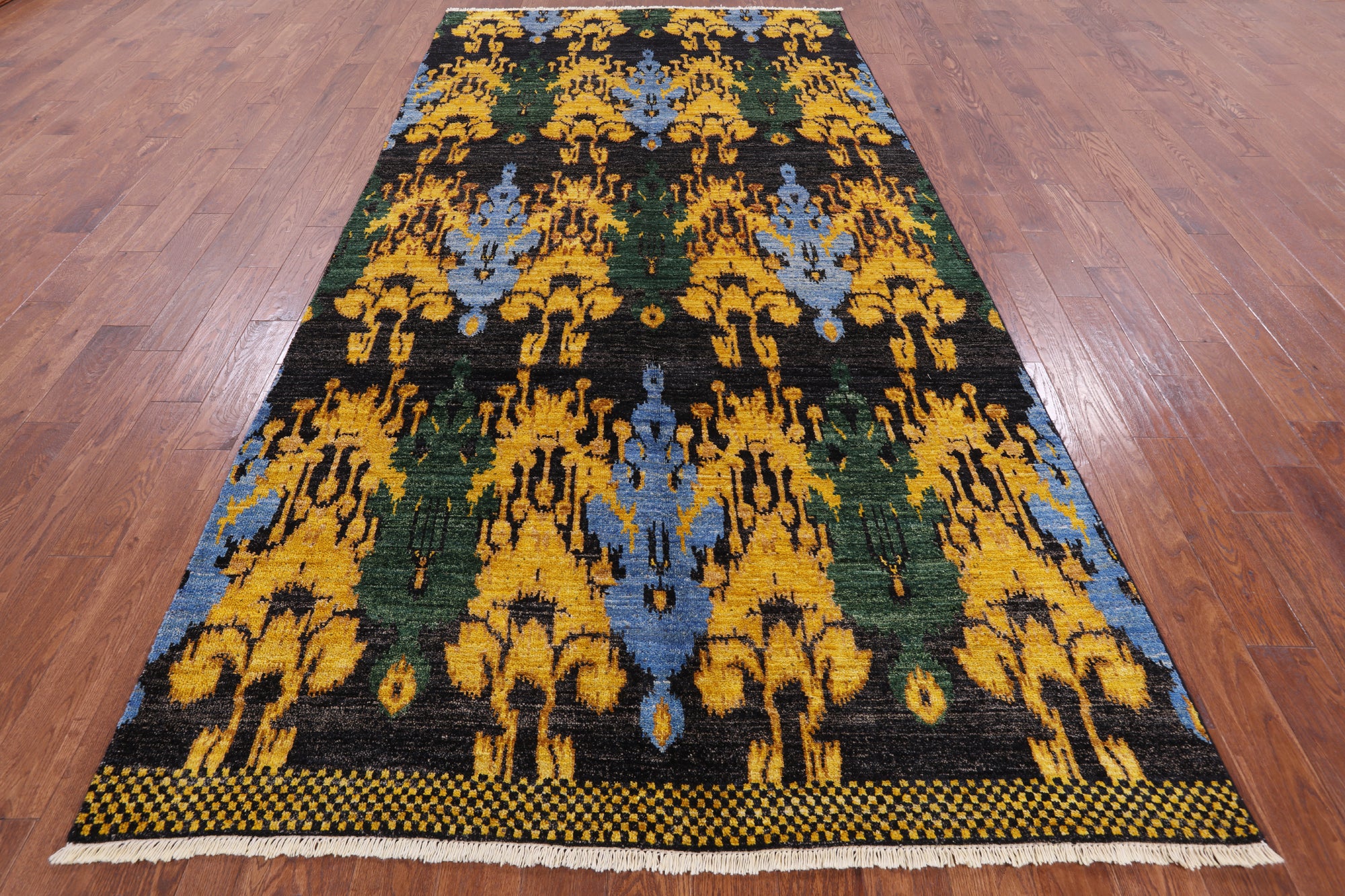 Ikat Handmade Wool Area Rug - 6' 2" X 11' 10" - Golden Nile