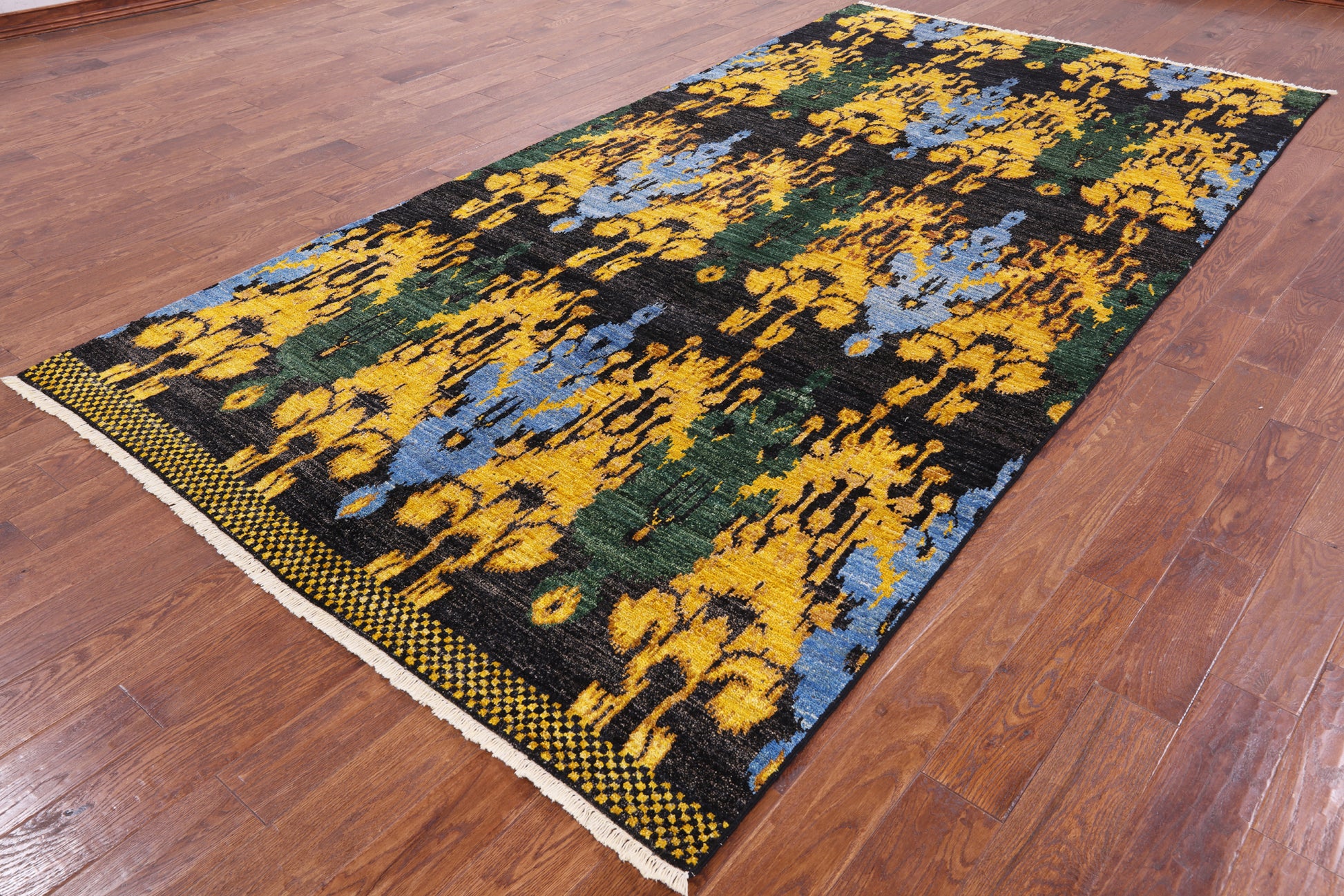 Ikat Handmade Wool Area Rug - 6' 2" X 11' 10" - Golden Nile
