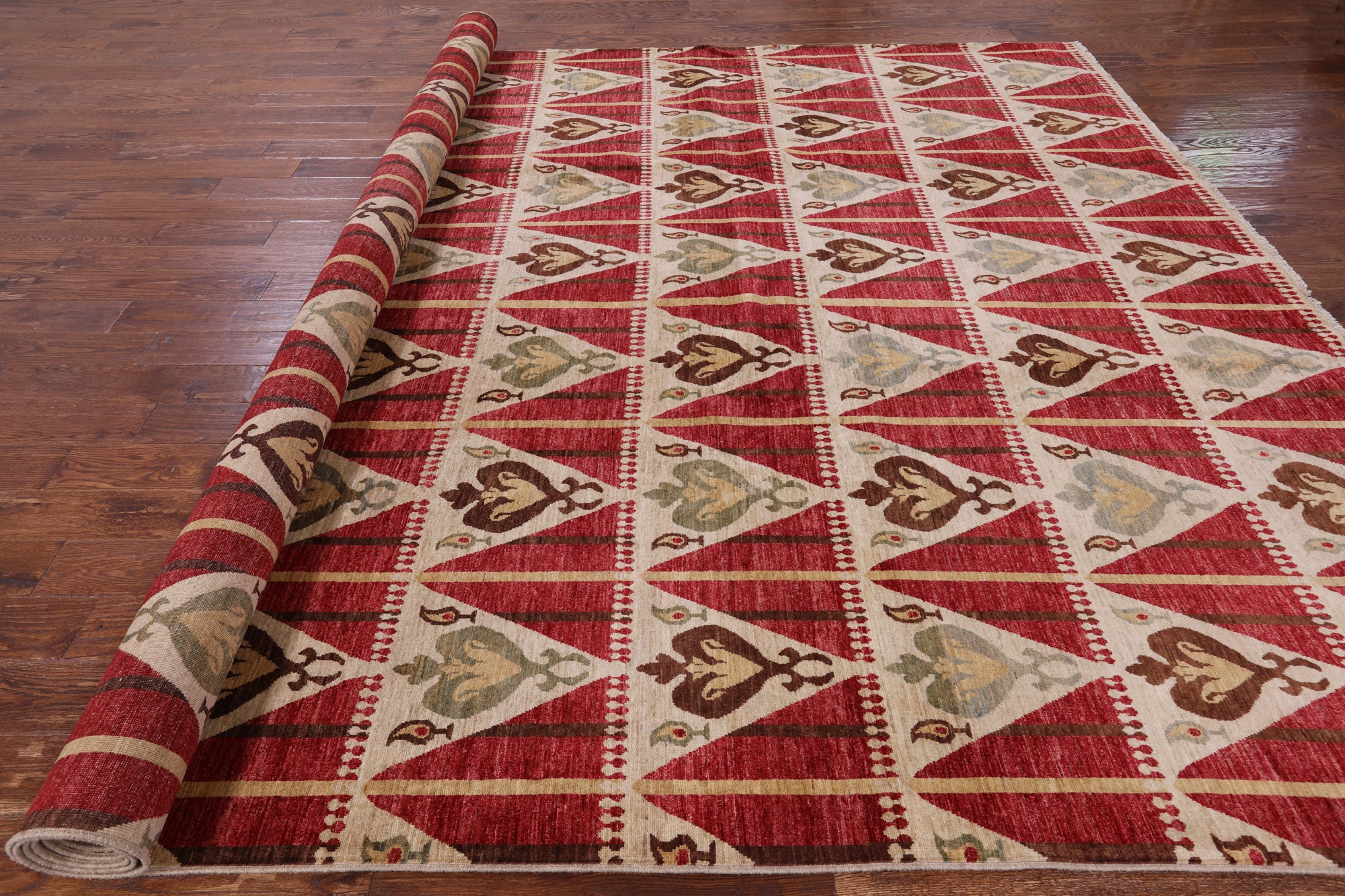 Modern Handmade Wool Rug - 9' 10" X 14' 3" - Golden Nile